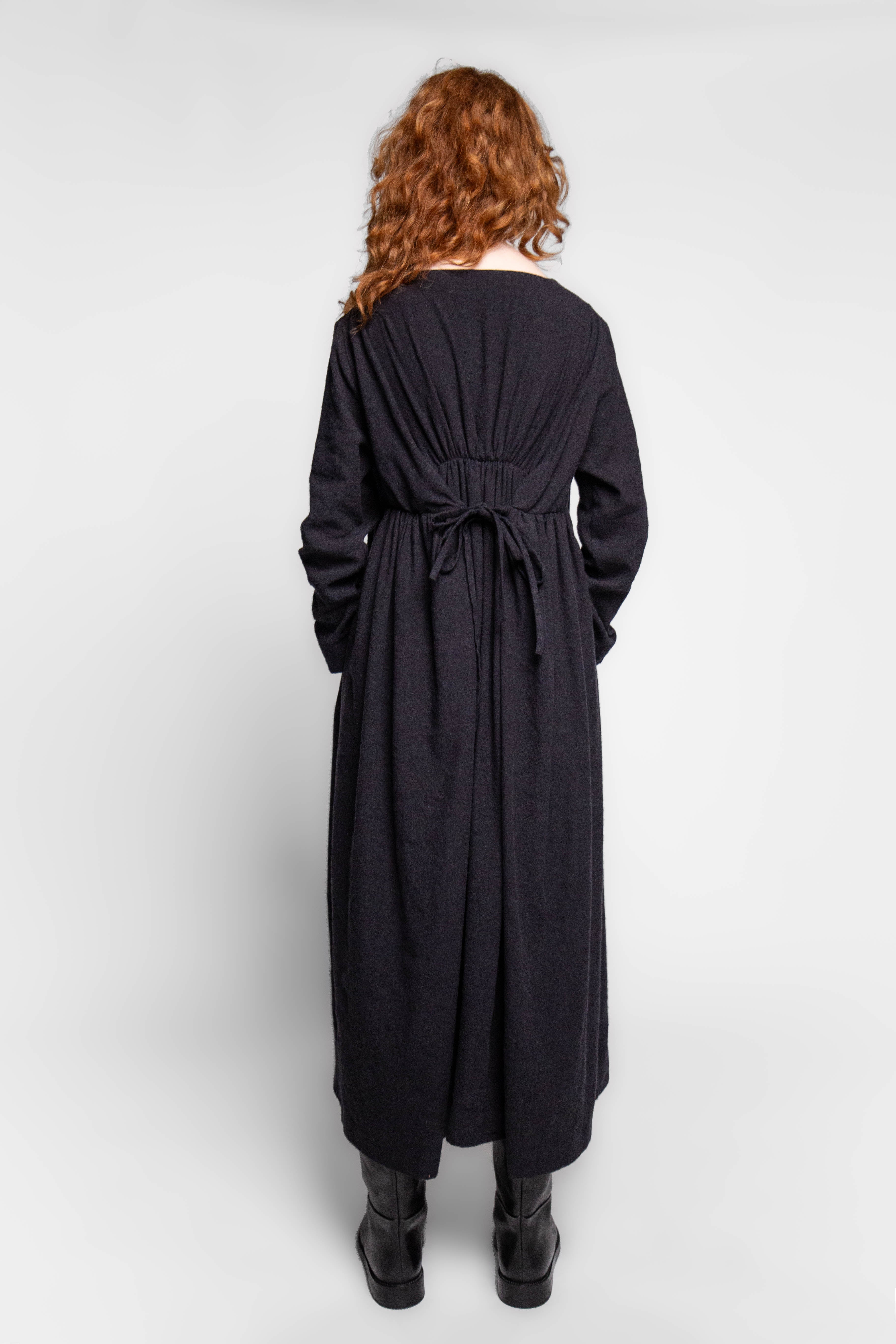 Emma dress, full-length back view on model