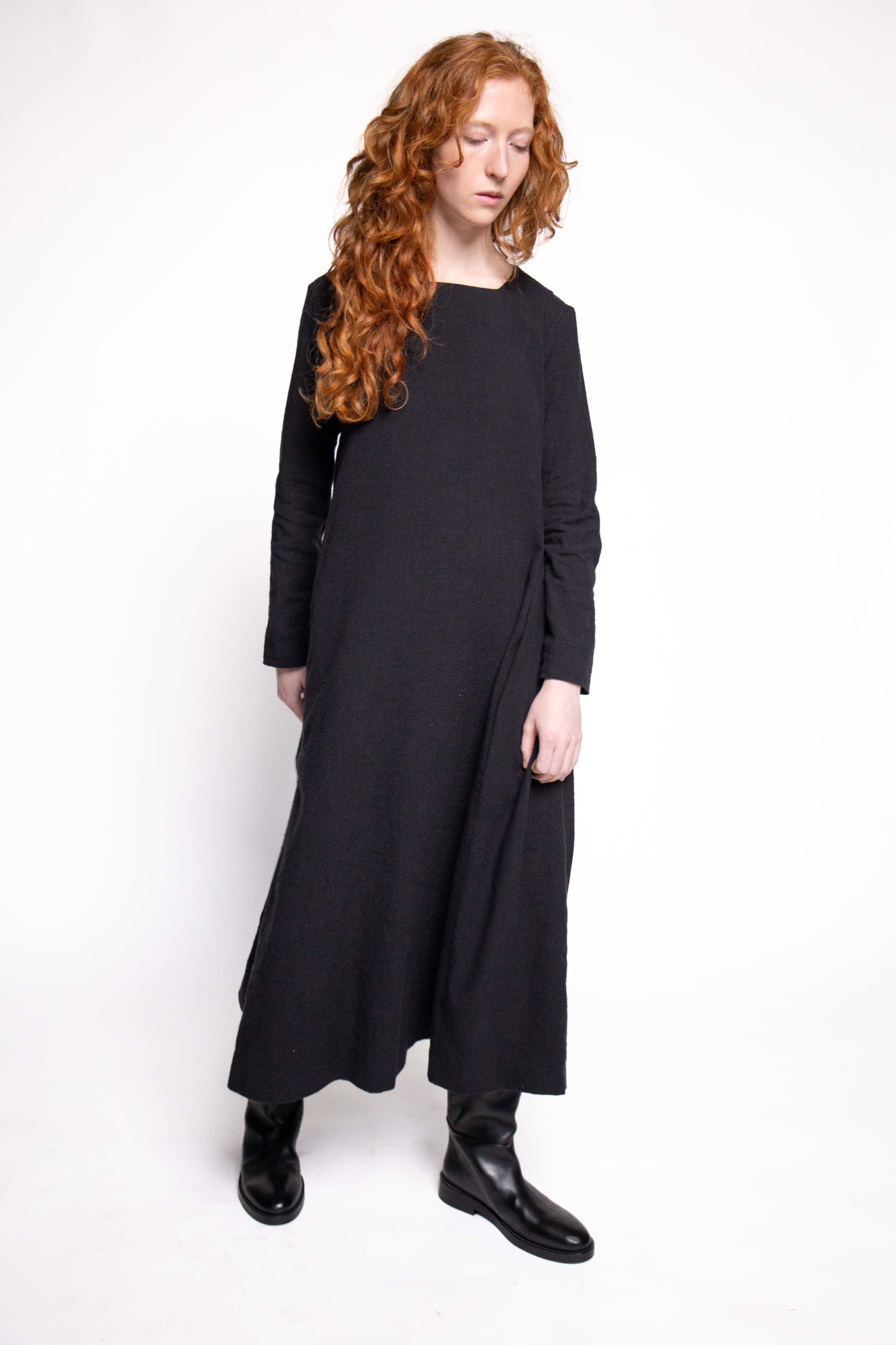 Emma dress, full-length front side  view pose on model