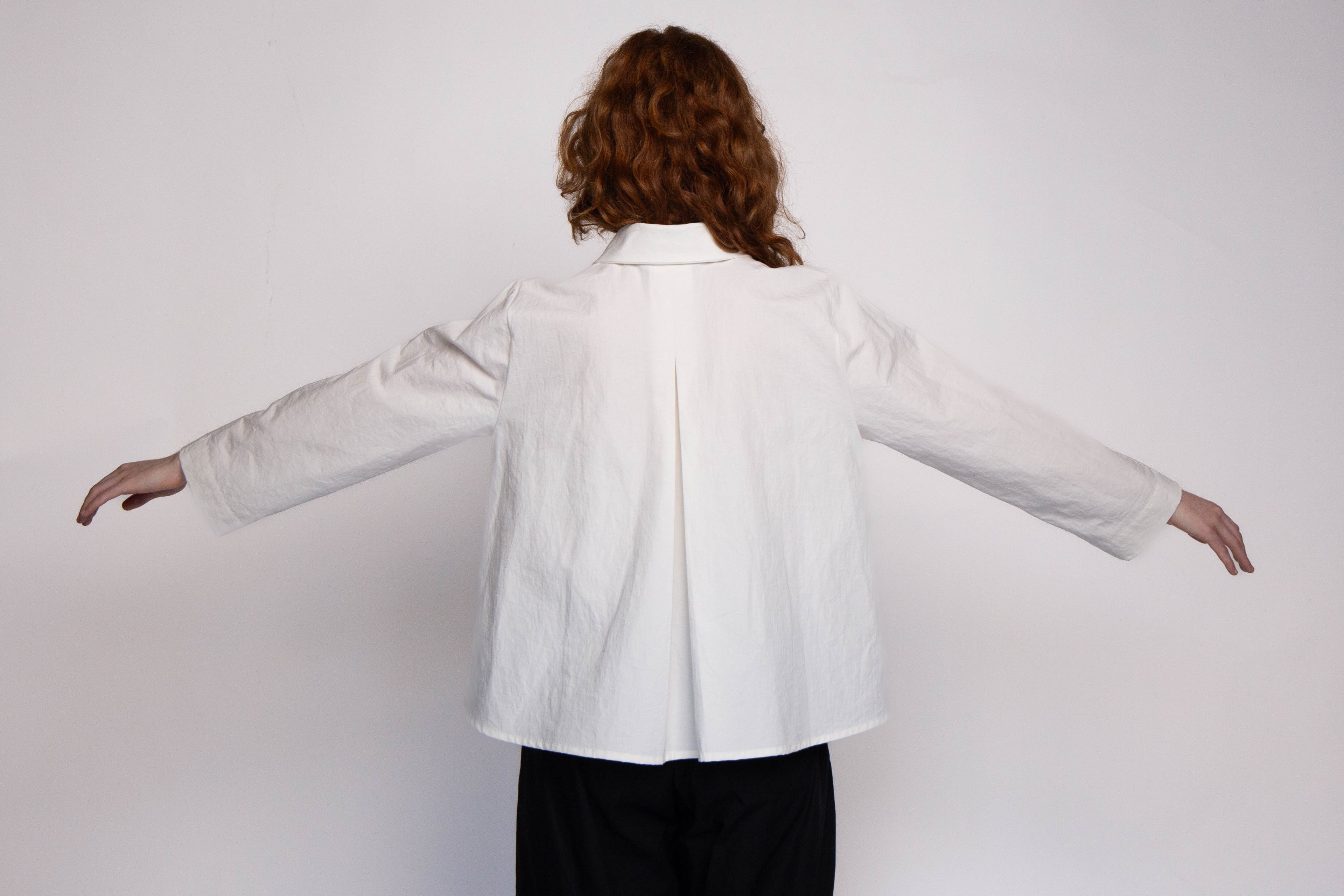 Isabella White Curved Collar Shirt
