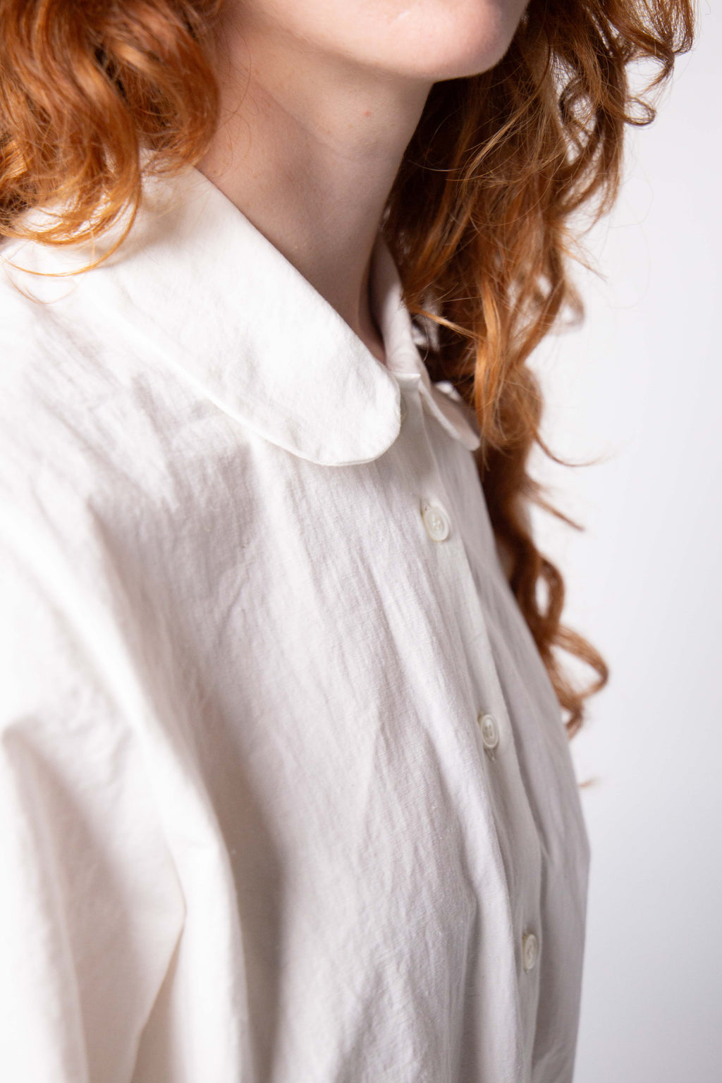 Isabella White Curved Collar Shirt